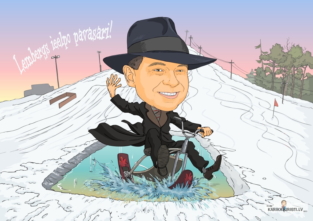 karikatūra sniegs slīpums auksts dīķis iemērkšana ragavas